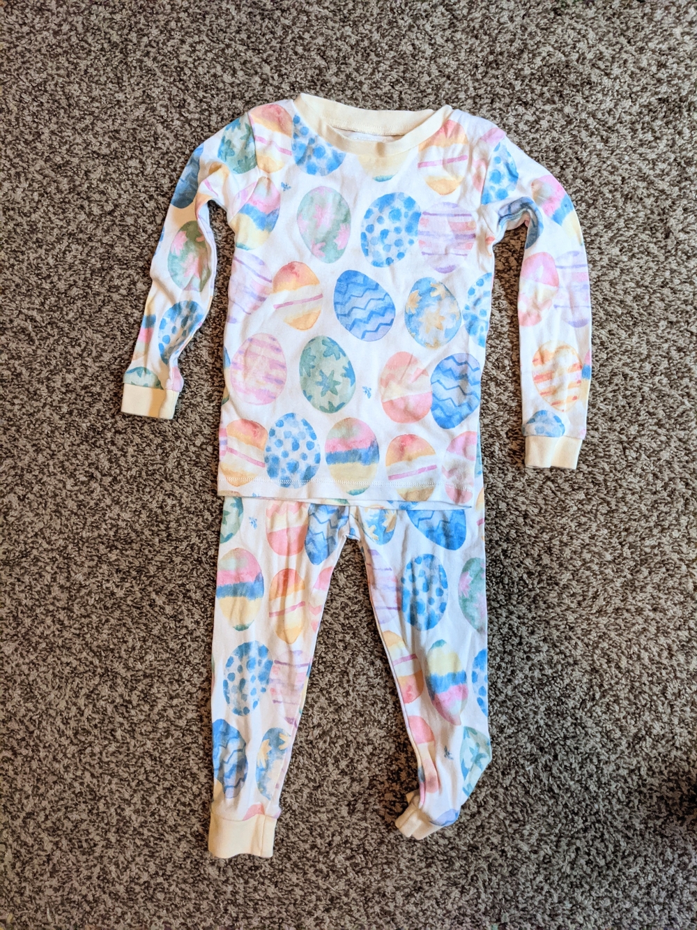 Toddler 2T Pajama Set with Colorful Easter Egg Print